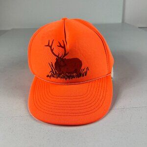 Vintage 90s/80s Deer Hunting Rope Adjustable Snap Back Hat Orange Faded Cap